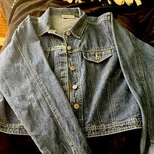 Cute little girls jean jacket with cuff sleeves